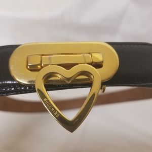 Authentic Moschino Vintage Gold Buckle Black Belt